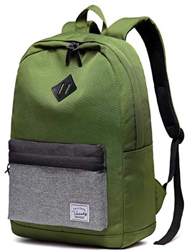 Backpack for Men Women,VASCHY Water-Resistant School Backpack Bookbag Schoolbag Casual Daypack Work Green