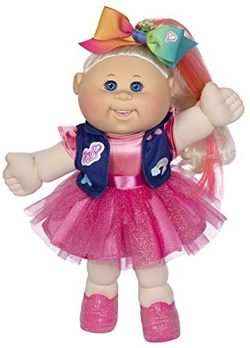 Cabbage Patch Kids, JoJo Siwa Doll, 14”, Plush Toy, Includes Sparkly Dress, Vest with Patches, Giant Hair Bow – with Birth Certificate, Birthdate, Birth Time