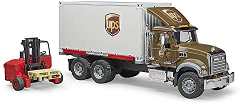 Bruder 02828 Mack Granite Ups Logistics Truck with Forklift Vehicles - Toys