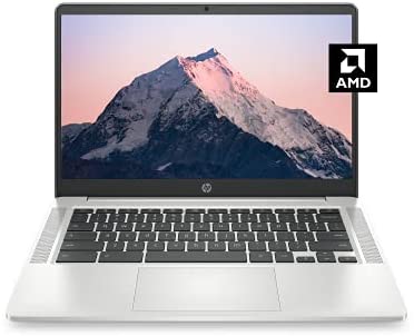 HP Chromebook 14a Laptop, AMD 3015Ce Processor, 4 GB RAM, 32 GB eMMC Storage, 14-inch HD Touchscreen, Google Chrome OS, Anti-Glare Screen, Long-Battery Life (14a-nd0040nr, 2021, Mineral Silver)
