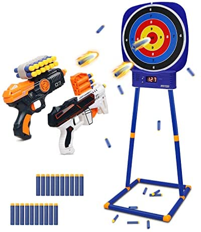 Shooting Game Toys for Kids Age 4-7 8-12, Round Digital Shooting Target Electronic Scoring Board Games with Foam Dart Blaster Shooting Toy, Birthday Christmas Gifts for 5 6 7 8 9 10+ Years Old Boys