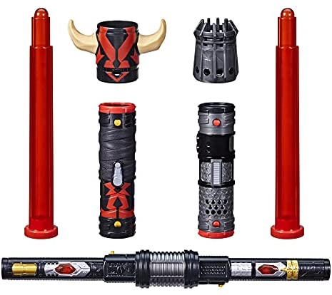Star Wars Lightsaber Forge Darth Maul Double-Bladed Electronic Red Lightsaber Toy, Customizable Roleplay Toy for Kids Ages 4 and Up,F1141