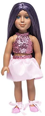 I'm A Girly Fashion Doll Lola w/ Purple Interchangeable Removable Synthetic Wig to Style - Fashionista Model Figure for Kids 8+ Years - 18