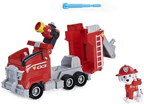 Paw Patrol, Marshall’s Deluxe Movie Transforming Fire Truck Toy Car with Collectible Action Figure, Kids Toys for Ages 3 and up