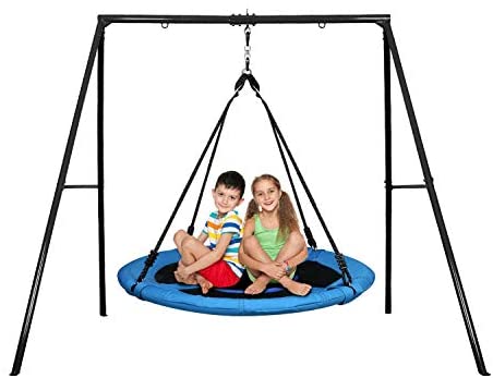 Trekassy 440lbs 40 Inch Saucer Tree Swing Set with Heavy Duty A-Frame Metal Swing Stand