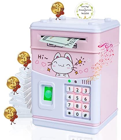 UC Smart Electronic Piggy Bank for GirlsBoys,can Cultivate Awareness of Saving is foundation of wealth Cute Kids' Bank with Fingerprint,Songs & Password,can auto Swallow Cash