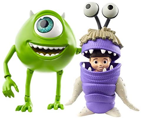​Pixar Mattel Mike and Boo Monsters, Inc. Character Action Dolls Highly Posable with Authentic Designs for Storytelling, Collecting, Movie Toys for Kids Gift Ages 3 and Up