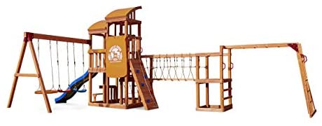Little Tikes Real Wood Adventures Bobcat Ridge Backyard Playset Climb Swing Outdoor Activity Play Structure with Slide for Toddlers, Kids Climbers & Wooden Play Structures