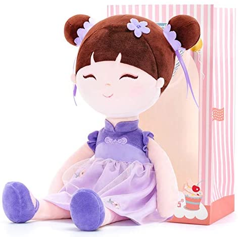 Gloveleya Baby Doll Girl Gifts Soft Chinese Traditional Costume Rag Dolls Crape Myrtle 14