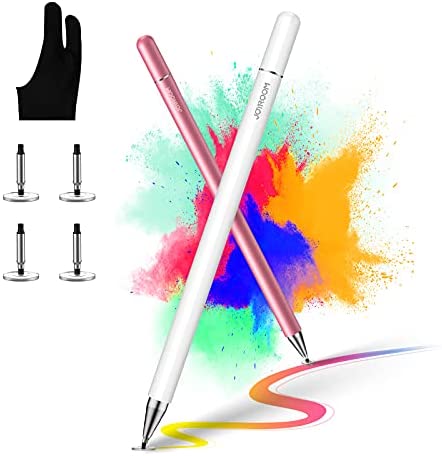 [2 Pcs] joyroom Stylus Pen for Touch Screen, Universal iPad Pencil for Kid Student Drawing, Writing, with Artist Glove(Palm Rejection), for Apple/iPhone/iPad Pro/Mini/Air/Android/Samsung/Surface