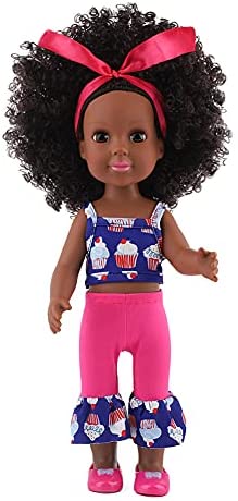 DEARBEI Black Girl Dolls African American 14 Inch Baby Dolls -Best Gift for Kids Girls Aged 3 4 5 6 7 Years Old