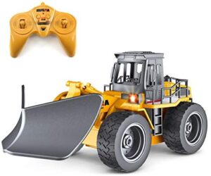fisca RC Truck Remote Control Snow Plow 6 Channel 2.4G Alloy Snow Sweeper Vehicle 4WD Tractor Toy with Lights for Kids