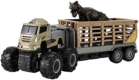 Dinosaur Transport Truck 9.8 inch Metal Trailer Belt 6.7 inch Tyrannosaurus for 3 4 5 6 7 Year Old boy Toy