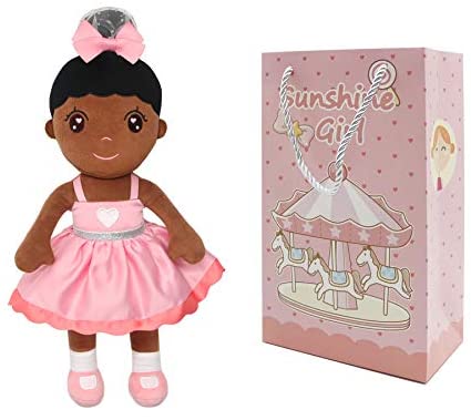 Conzy Stuffed Baby Doll Gifts for Girl Super Soft Buddy Cuddly Baby Girl Toy Gifts wtih Gift Bag 17.3 Inches in Standing (Black Princess)