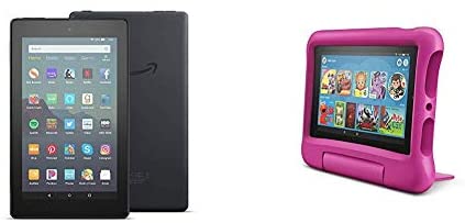 Fire 7 Family Pack - Fire 7 Tablet (16GB, Black) + Fire 7 Kids Edition Tablet (16GB, Pink)