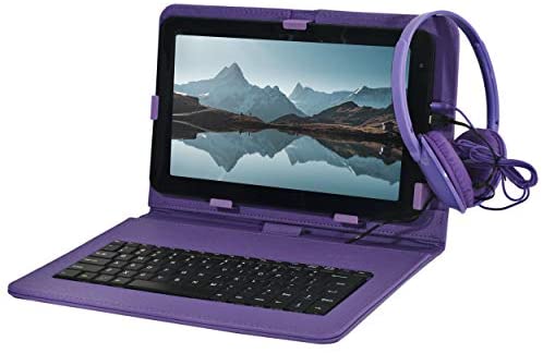 Craig CMP840 BUN-PL-HD Quad Core 10.1 Inch Touch Screen Tablet with Keyboard Case and Headphones in Purple | Bluetooth Wireless Technology | 16 GB Flash Memory | Front and Rear Camera |