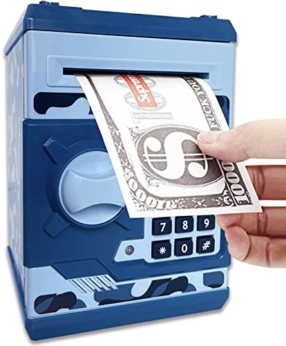 JUMEI Piggy Bank for Kids,Money Safe for Kids Boys,Electronic Piggy Bank,Kids Banks for Bills and Coins,Safe for Kids with Code