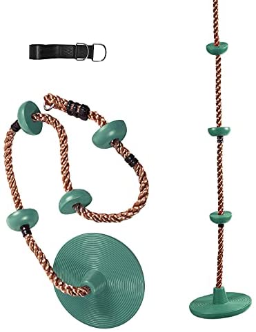 Domaker Rope Tree Swing with Platforms and Disc Swing Seat Seat,Playground Swingset Accessories for Children,Trees House Tire Sauser Swing for Outside Playset,Green