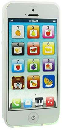 Cooplay White Yphone Y-Phone Children Replacement Phone Toys Play Piano Music Learning English Educational Cell Phone Mobile Study Best Gift Prize for Baby Kids