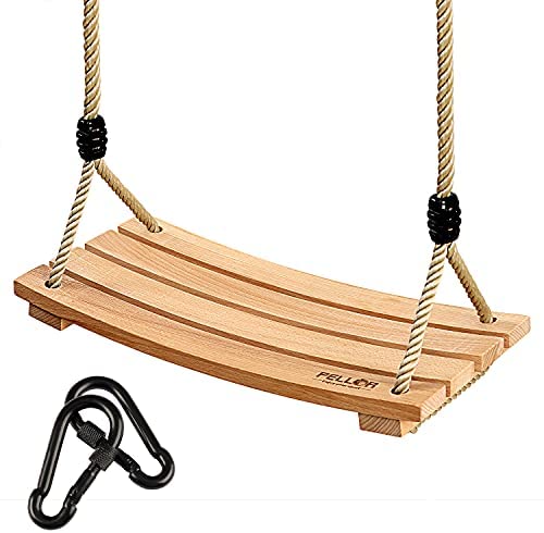 PELLOR Beech Wood Tree Swing Seat Hanging Swing Seat for Adult Kids Children Swing Chair Indoor and Outdoor Garden Play