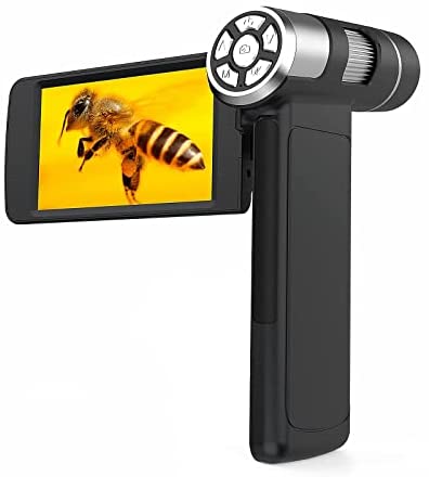 Andonstar AD203 USB Digital Microscope 80-200X with 32GB SD Card Pocket Electronic Microscope for Kids and Adults Observe Outdoor Tools (Black)