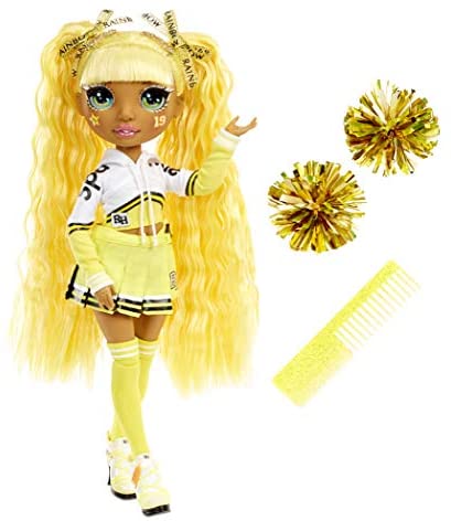 Rainbow High Cheer Sunny Madison – Yellow Cheerleader Fashion Doll with Pom Poms and Doll Accessories, Great Gift for Kids 6-12 Years Old