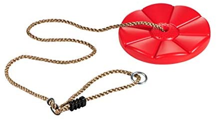 CTSC Climbing Rope Swing with Knot and Disc Swing Seat Set, Rope Ladder for Kids Outdoor Tree Backyard Playground Swing. Zip Line Seat for Kids. Sturdy & Safe (Red)