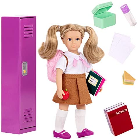 Lori Dolls – Mini Doll & School Play Set – 6-inch Doll with Locker & Accessories – Backpack, Books, Food – Alina’s School Locker Set – Playset for Kids – 3 Years +
