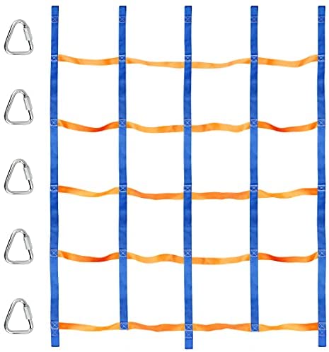 TOPNEW Climbing Net for Kids Outdoor, Portable Ninja Cargo Net Rope Ladder Monkey Bars for Ninja Slackline, Jungle Gyms, Swing Set, Ninja Warrior Style Obstacle Courses for Outdoor Treehouse
