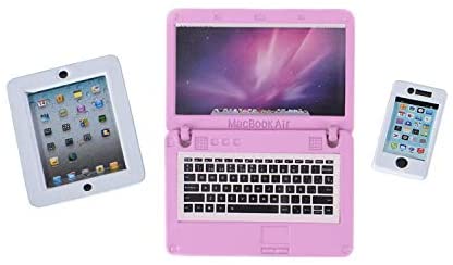 Doll House Accessories Mini Laptop, Scene Miniatures Notebook Simulation , Folding Laptop Model,for Doll DIY 1/12 1/6 Scale Dolls House Furniture Kids Pretend Toys-3pack