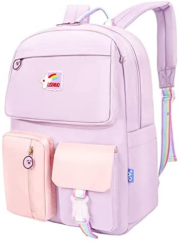 LISINUO Backpack for Girls Kids Schoolbag Children Bookbag Women Casual Daypack Suitable for 13.3-15 inch laptop(Purple)