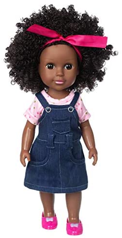 Ecore Fun Black Doll 14.5 Inch Baby Girl Doll and Clothes Set African Washable Realistic Silicone Girl Dolls -Best Gift for Kids Girls