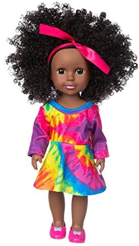 ZQDOLL Black Baby Doll 14.5 inch African Girl Doll and Clothes Set Soft Silicone Doll Best Gift for Kids