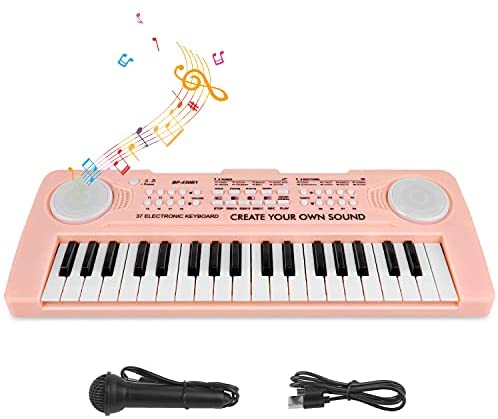 Electronic Piano for Kids 37 Keys Music Piano Keyboard with Microphone Kids Piano Keyboard Musical Instruments Toy Gift for Boys Girls Children