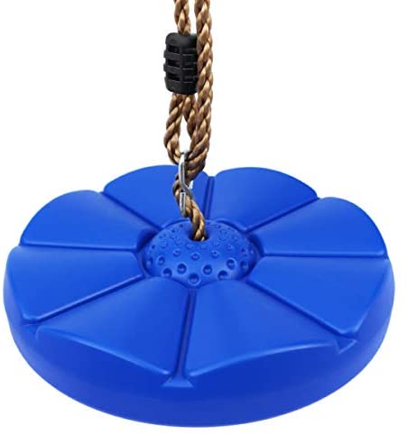 Tgzwme Blue Disc Tree Swings Sets with 6.85 ft Adjustable Rope Swing for Playground Backyards
