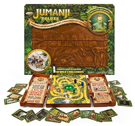 Spin Master Jumanji Deluxe Game, Immersive Electronic Version of The Classic Adventure Movie Board Game, with Lights and Sounds, for Kids & Adults Ages 8 and up