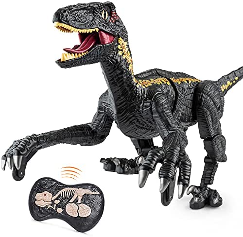 mixi Toys for 3 4 5 6 7 8 Year Old Boys, Remote Control Dinosaur Toys for Kids 3-5 5-7, Walking Velociraptor Electronic Boys Toys with Lights and Sounds, Birthday Gifts for Boys Girls