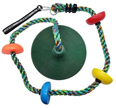 Xinlinke Tree Swing Multicolor Climbing Rope with Platforms Kids Disc Swings Seat Set Outdoor Backyard Playset Accessories