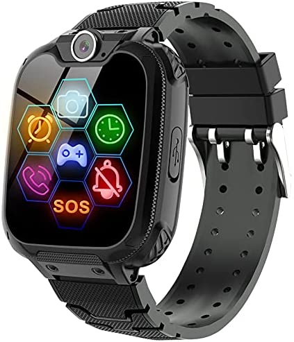 Smart Watch for Kids - Kids Smartwatch Boys Girls Kids Smart Watches with Call Camera 7 Children Learning Games Alarm Clock Music Player Calculator for 4-12 Years Kids Electronic Learning Toys (Black)