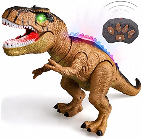 STEAM Life Remote Control Dinosaur Toys for Kids 3 4 5 6 7+ Light Up & Realistic Roaring Sound - T rex Dinosaur Toys - Electronic Walking Dinosaur Toys - Dinosaur Robot Toy for Kids Boys Girls (Brown)
