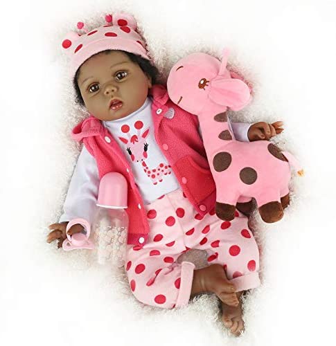 CHAREX Reborn Baby Dolls Black: 22 Inch So Truly Lifelike Realistic Newborn Black Baby Dolls with Clothes and Toy Accessories Gift for Girl Age 3+
