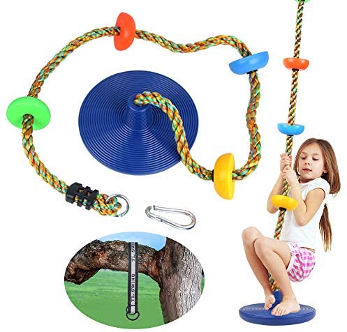 Swing Climbing Rope Tree Swing Set Accessories for Kids Outdoor Playset with Platform and Disc Swing Seat Playground Sets for Backyards Slide Playsets Rainbow Kids Swings