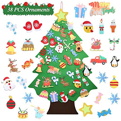Felt Christmas Tree - 3.5 FT Wall Felt Christmas Tree for Kids with 38 Pcs Ornaments, DIY Xmas Gifts for Christmas Decorations