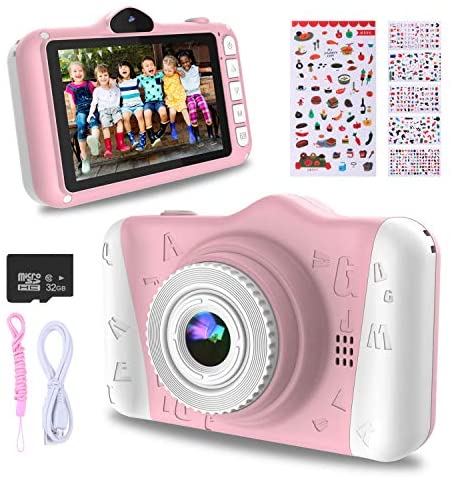 WOWGO Kids Digital Camera - 12MP Children's Camera with Large Screen for Boys and Girls, 1080P Rechargeable Electronic Camera with 32GB TF Card