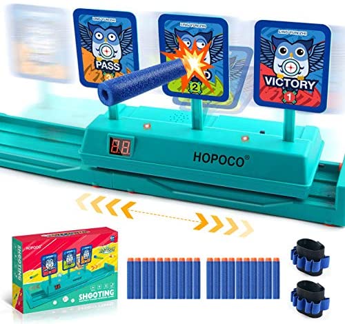 HOPOCO Shooting Targets for Nerf Guns - Electric Scoring Auto Reset Digital Targets - Intelligent Light Sound Effect & Two Game Modes-Ideal Gift Toy for Kids-Boys & Girls