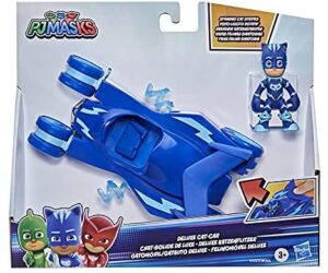 PJ Masks Catboy Deluxe Vehicle Preschool Toy, Cat-Car Toy with Spinning Super Cat Stripes and Catboy Action Figure for Kids Ages 3 and Up