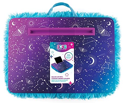 Three Cheers for Girls - Celestial Deluxe Fur Lap Desk - Portable Lap Pillow Desk for Kids with Media Slot - 12” x 16.9” Lap Desk for Laptop, Tablets, & Notebooks