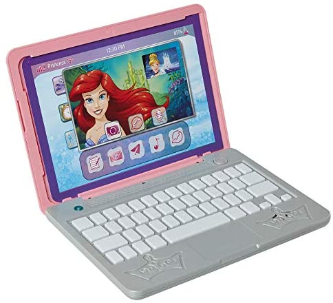 Disney Princess Girls Play Laptop Computer Style Collection Click & Go Play Laptop for Girls with Sounds & Light Up On Button Features Removable Double-Sided Play Background, for Ages 3+