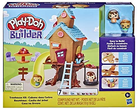 Play-Doh Builder Treehouse Toy Building Kit for Kids 5 Years and Up with 7 Non-Toxic Colors - Easy to Build DIY Craft Set