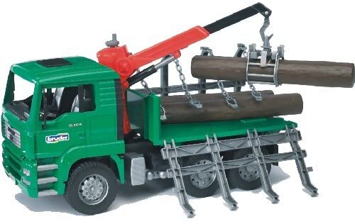 Bruder 02769 MAN Timber Truck with Loading Crane and 3 Trunks